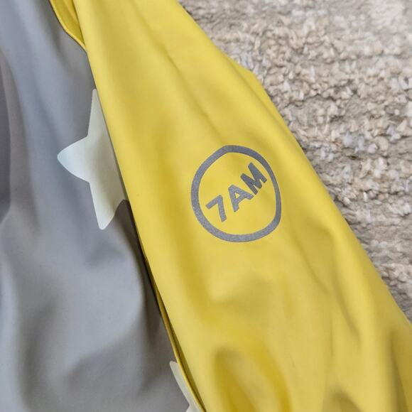 NWT 7AM Rain Coveralls Waterproof Hooded Rainy Star Print Yellow Gray 2-3T - Picture 7 of 9